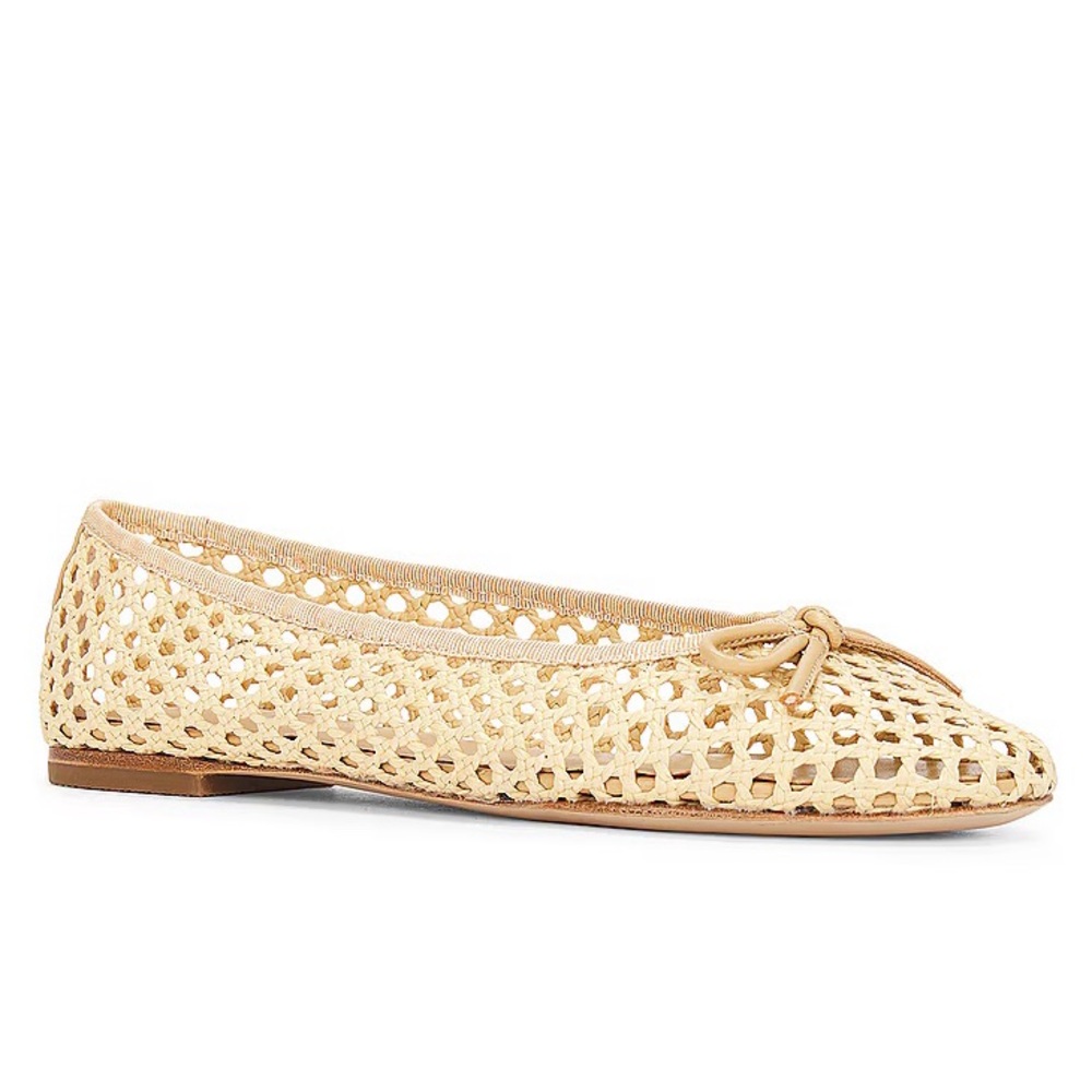 RAYE Woven Bow Ballet Flat in Natural Tan